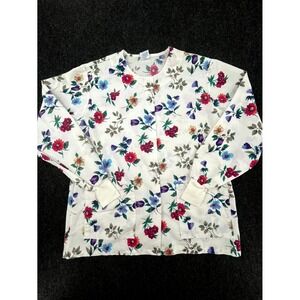 Vintage Medline ComfortEase Scrub Jacket Womens Medium Multi Floral Button Front
